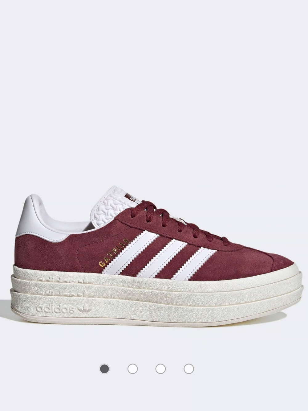 adidas Originals Gazelle Bold trainers in shadow red and cloud white - Picture 1 of 12